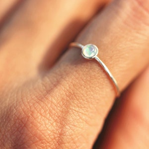 Sterling Silver Fire Opal Ring: Dainty Boho Stackable Jewelry