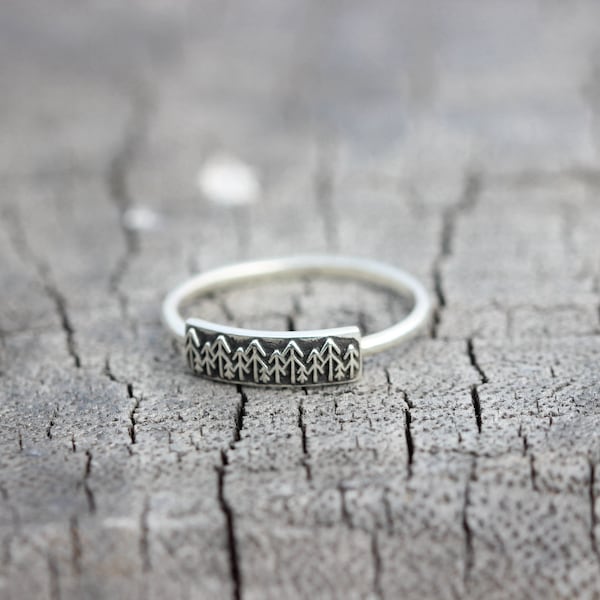 sterling silver Pine Tree Ring- Forest silver Ring,EvergreenTree Ring,Winter Trees Ring,everyday jewelry,dainty ring,gift for her
