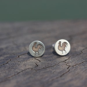 Sterling Silver Rooster Earrings: Animal Jewelry