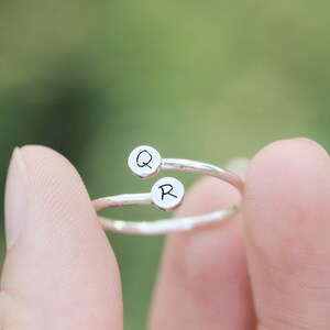 Personalized Open Initial Ring,925 silver Custom Initials Ring,letter Ring,Adjustable Ring,Stacking Ring,Sterling silver Ring,Letter Ring