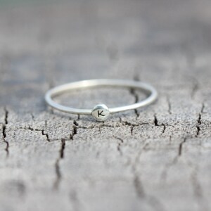Sterling Silver Initial Ring: Custom Stacking Ring, Bridesmaids Gift