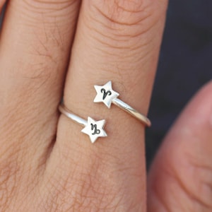 custom Zodiac ring,Personalized Zodiac ring,925 silver star ring,Libra ring,Scorpio ring,Sagittarius ring,Capricorn,gift for her