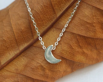 Sterling Silver Crescent Moon Necklace: 925 Silver, 18 inch Chain