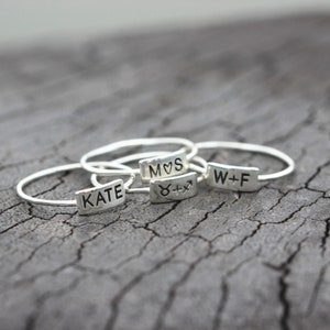 Personalized Sterling Silver Name Ring: Custom Bar Ring