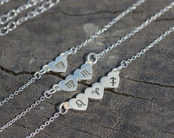 sterling silver family zodiac necklace,cusom zodiac necklace,Personalized Virgo necklace,Scorpio NECKLACE,Wedding Jewelry,Bridesmaid gift