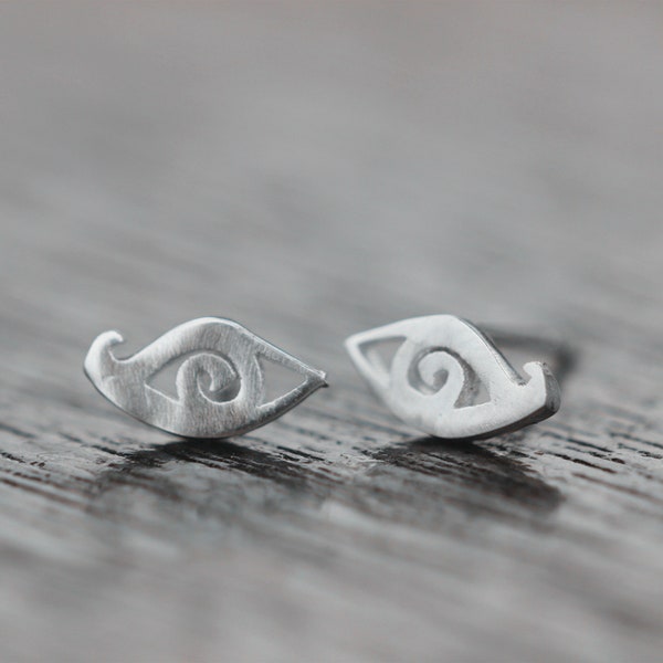 925 silver Evil eye stud earrings, Parabatai Rune earrings, eye stud earrings