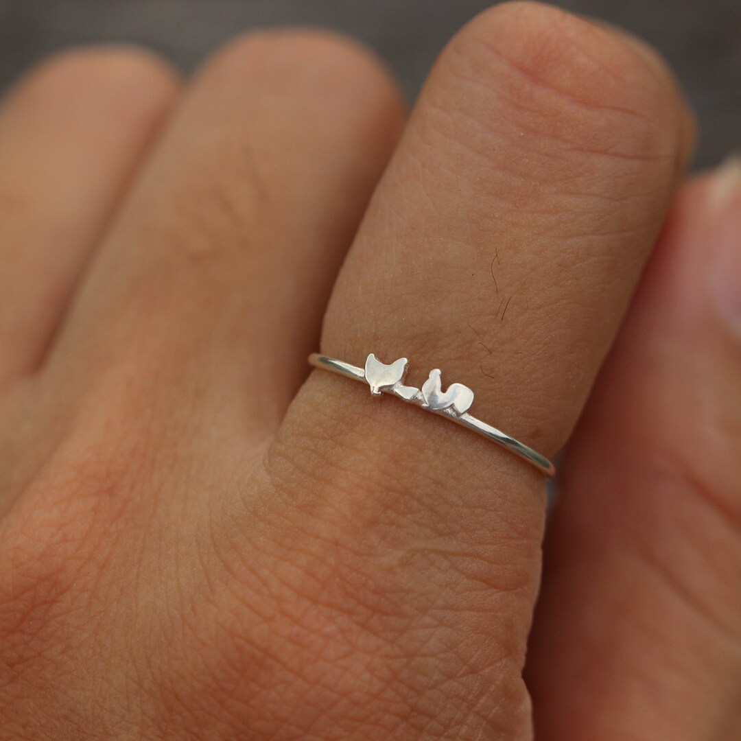 Sterling Silver Chicken Family Ring: Farm Animal Jewelry - Etsy
