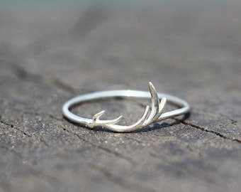 925 silver Deer Antler Ring,Deer Antler Wrap Ring,Mule Deer Antler Ring,Deer head Ring,Silver Antler Jewelry,Boho ring,Forest Jewelry