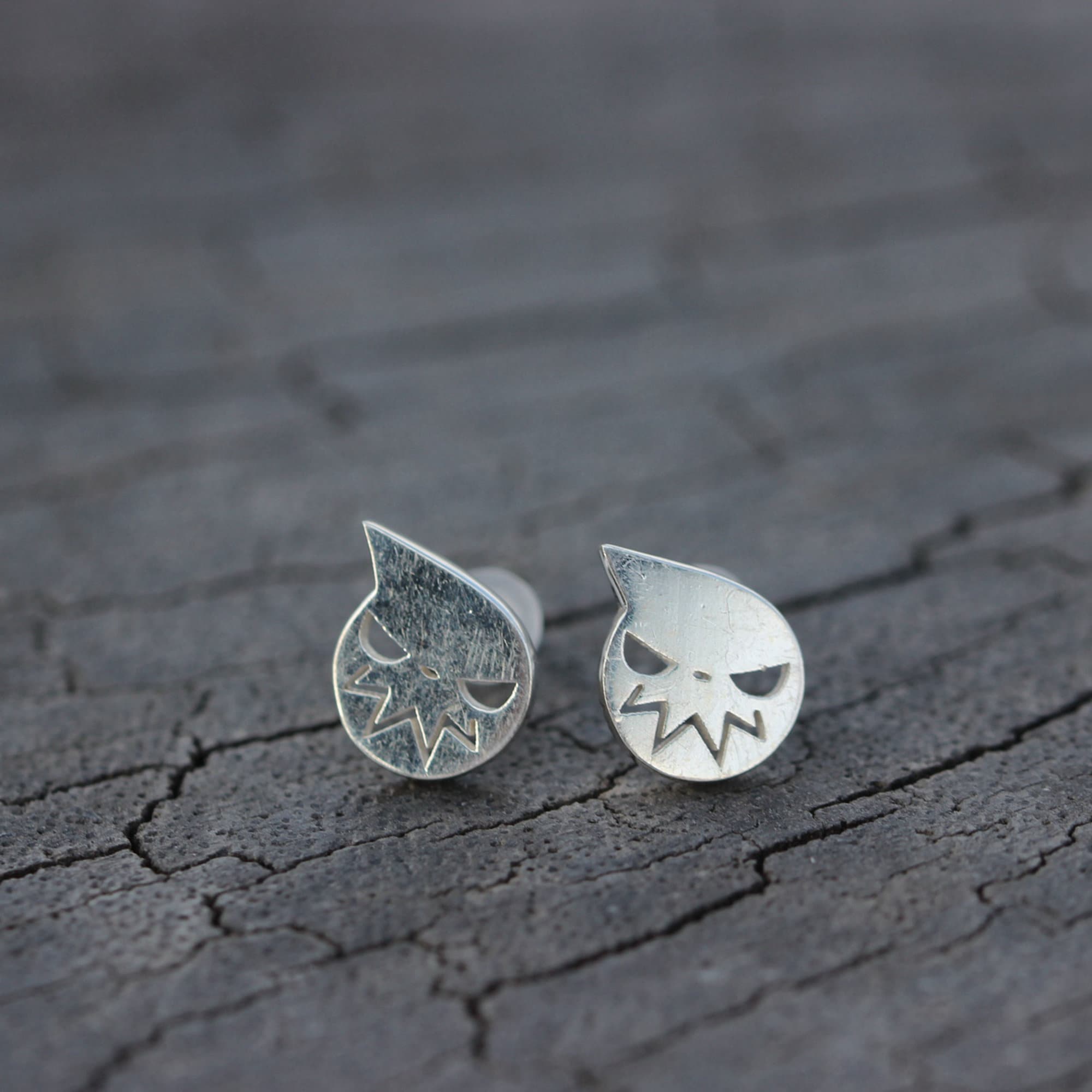 925 Sterling Silver Soul Eater Stud Earrings Etsy