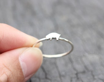 Sterling Silver Pig Ring: Dainty Minimalist Jewelry