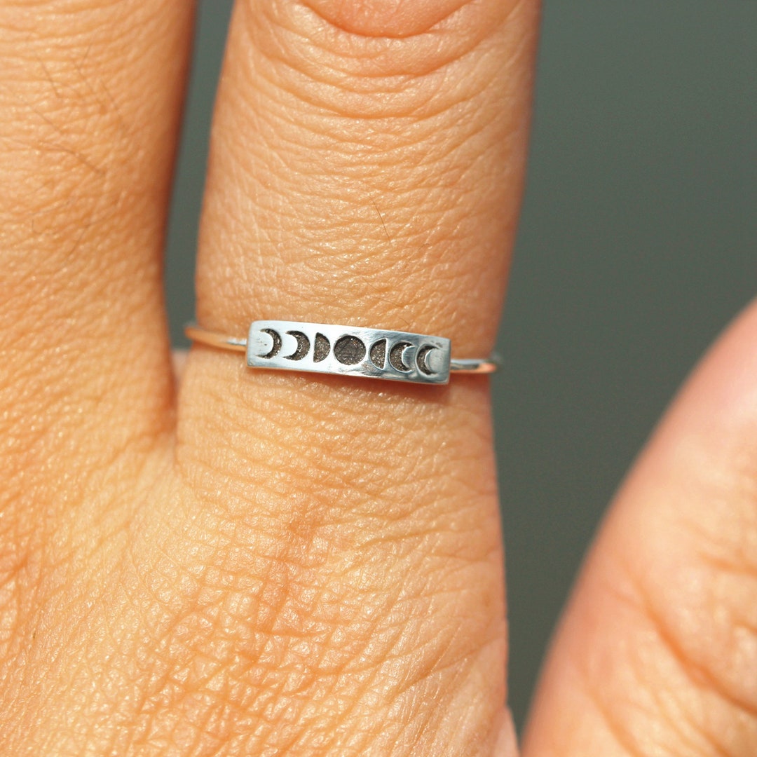 Silver Moon Rings Sterling Silver Moon Phase Ring: Dainty Celestial Jewelry - Etsy