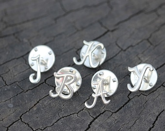 925 silver Dainty Letter brooch,silver Initial brooch,Custom sterling silver Initials jewelry,gift idea,Mother gift