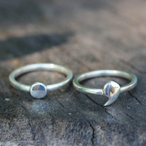 Set of 2 ring,semicolon ring,925 sterling silver SUICIDE AWARENESS ring,inspirational ring,motivational ring FL496R
