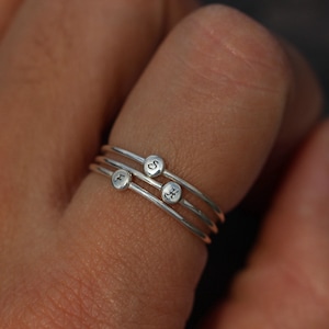 sterling silver initial ring,dainty ring,custom silver ring,Dainty Initial Ring, Personalized Sterling Silver Initials Ring, Gift for Her,