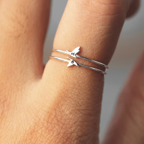 925 silver goose ring, set of 2, silver bird ring,girlfriend gift,friendship gift,you and me jewelry