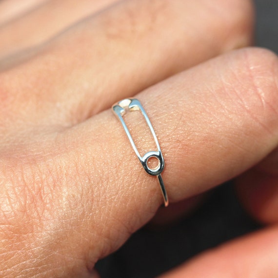 Anello Con Spilla Di Sicurezza In Argento Sterling: Gioiello Unisex Minimalista - Italia - Foto 8