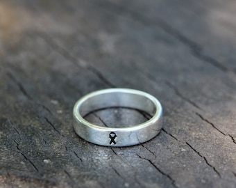 Sterling Silver Mental Health Awareness Ring: Ribbon Jewelry
