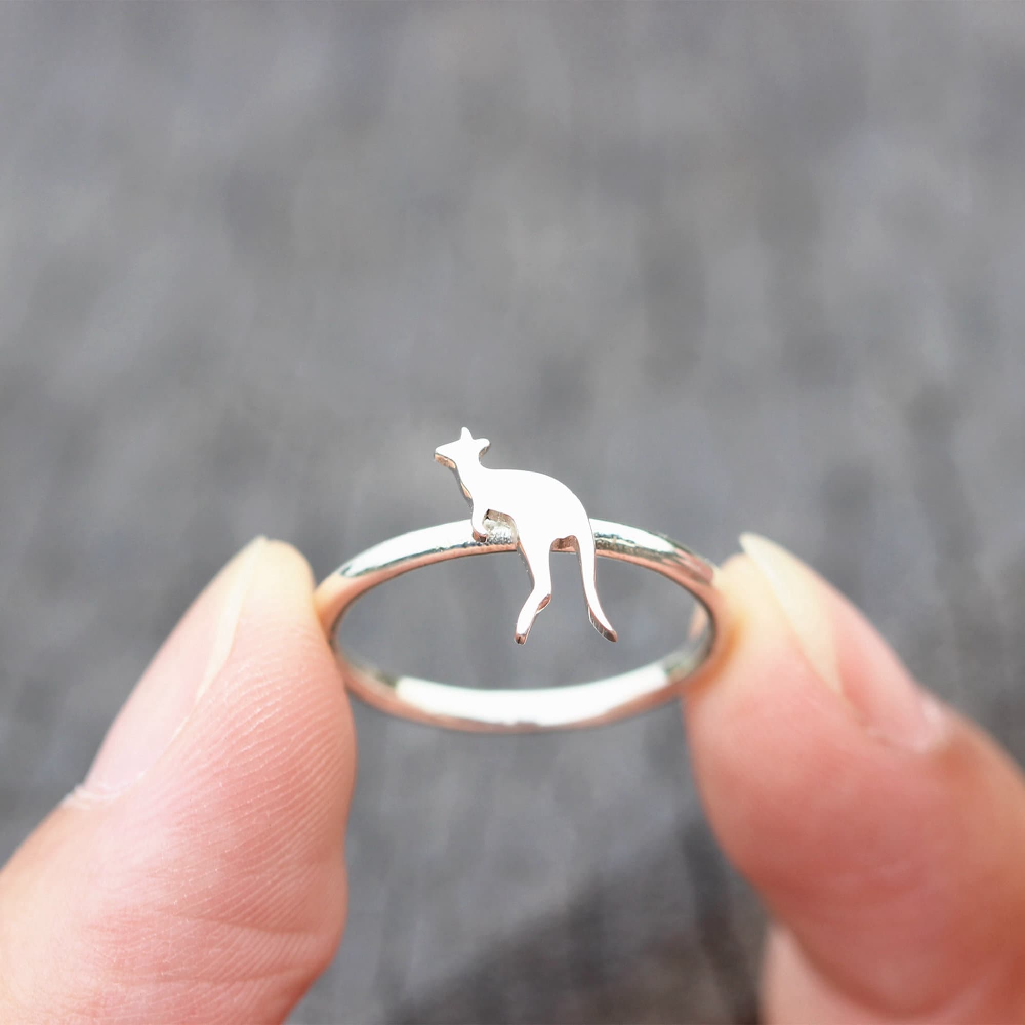Kangaroo Rng Sterling Silver Kangaroo Ring: Minimalist Animal Jewelry - Etsy