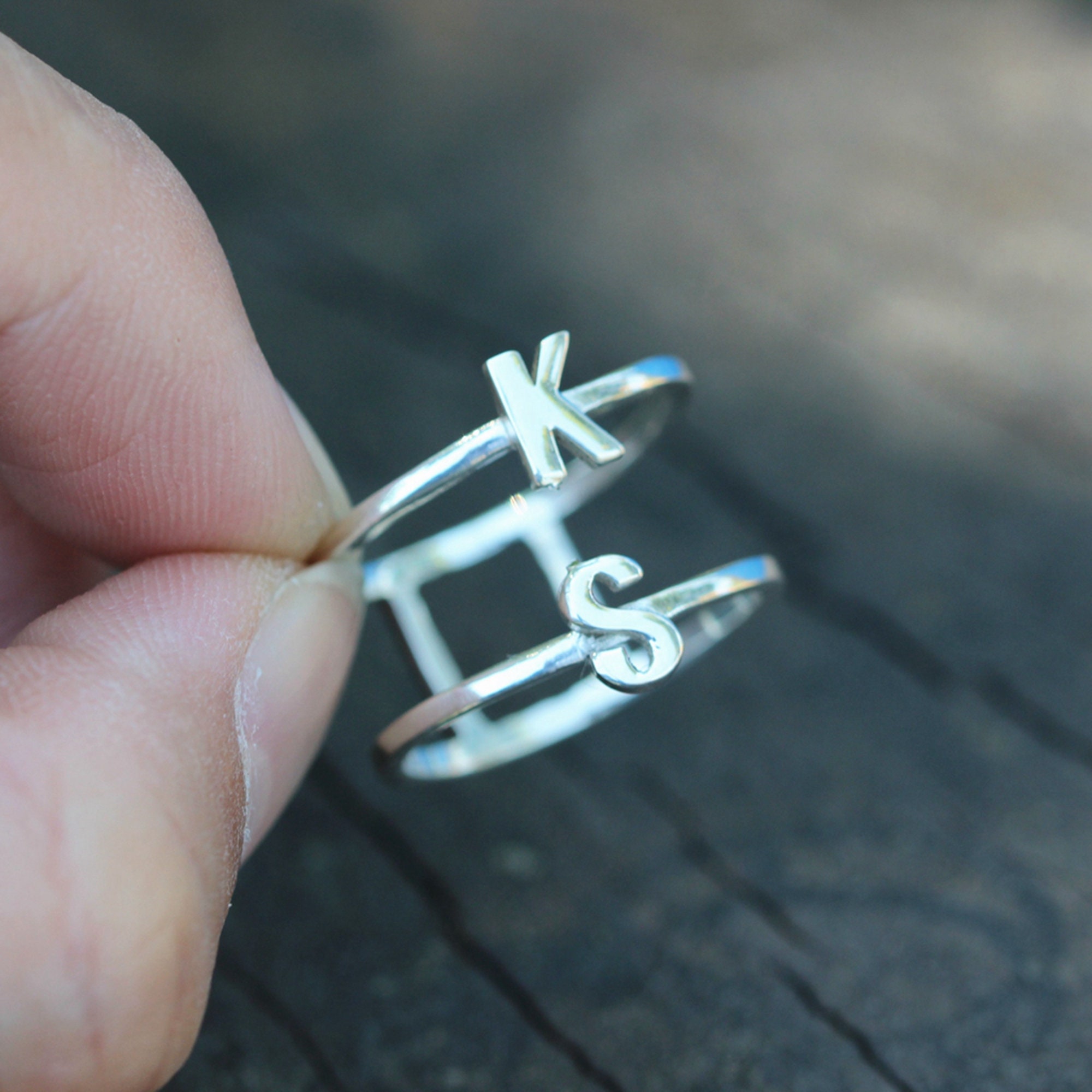 personalized initial Ring,sterling silver custom letter rings,he and her initial ring,you and me Ring,Gift for Her,ring jewelry