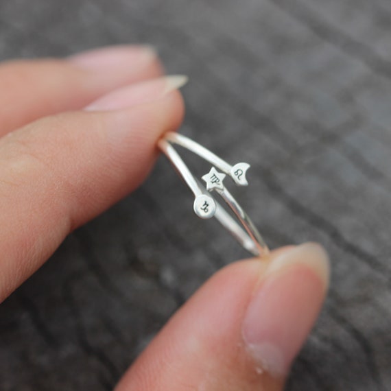 Personalized Sun & Moon Zodiac Ring – Sterling Silver, Custom Constellation Engraving For Women - View #7