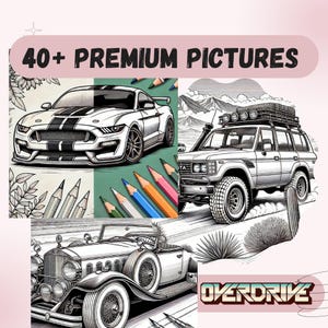 Car Culture Premium Coloring Book Bundle - 40+ Stunning High-Resolution Images