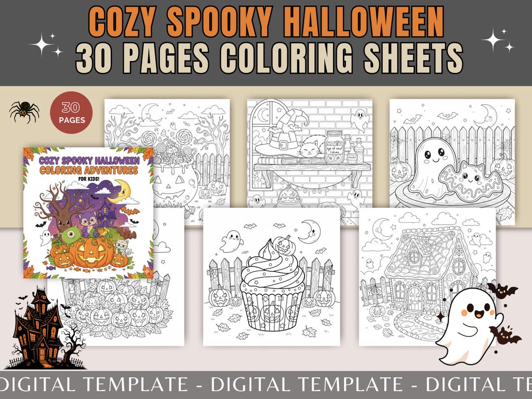 30 Halloween Coloring Pages Bundle: for Kids and Adults (high ...
