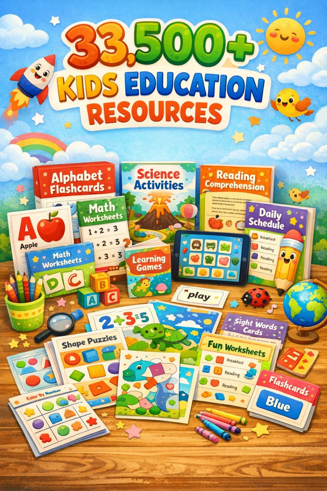 Preschool Learning Bundle | Printable Kids Activity Worksheets (digital