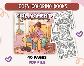 Livro de colorir aconchegante para mulheres | Alívio do estresse fácil e ousado (Download digital)