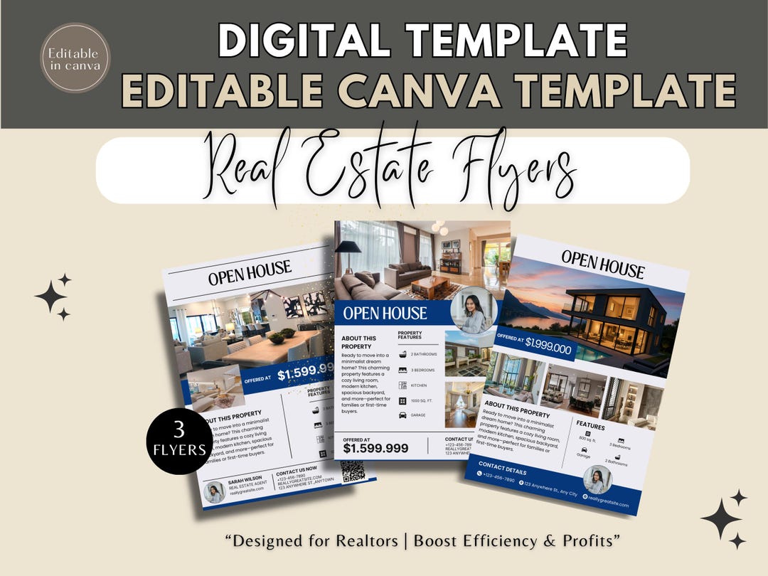 Editable Real Estate Flyer Template: Canva Realtor Marketing (digital ...