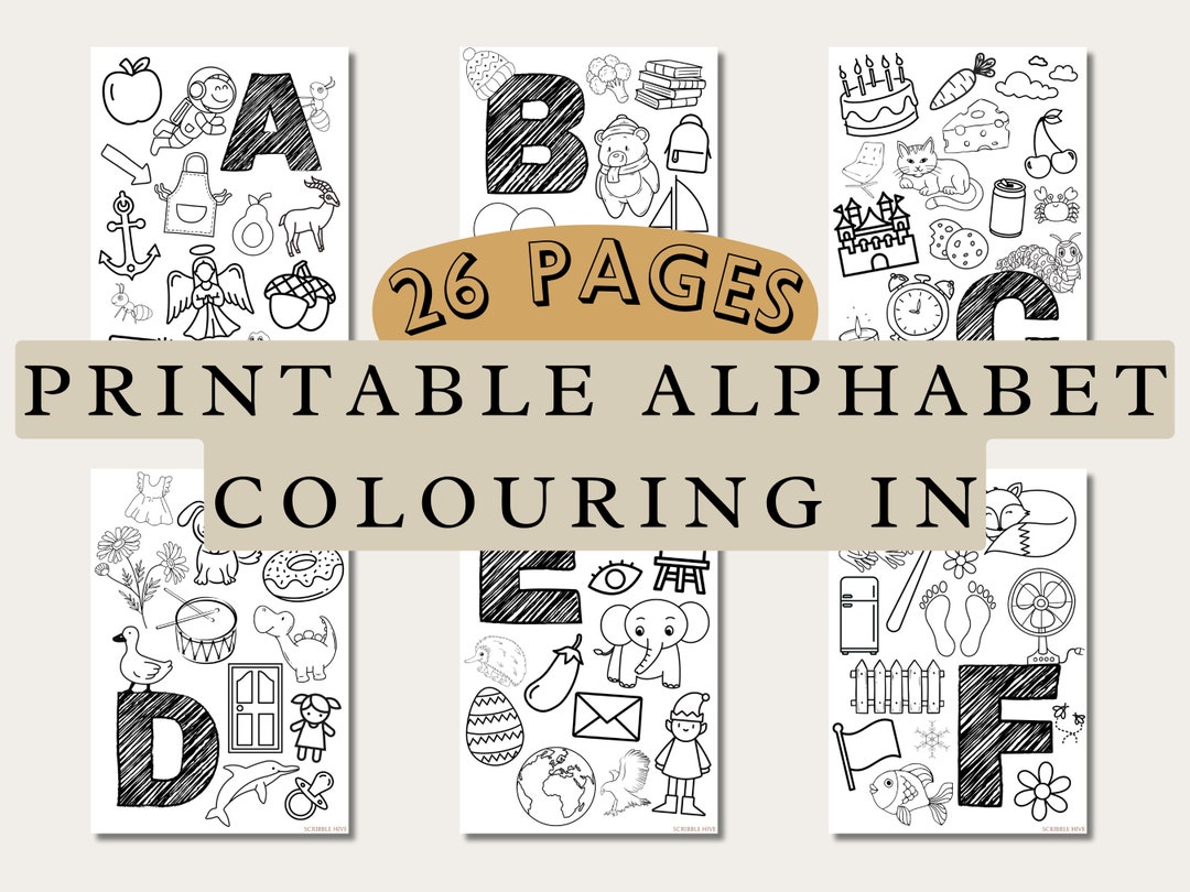 Printable Alphabet Colouring Pages for Kids Etsy Printable Alphabet Colouring Pages for Kids Etsy