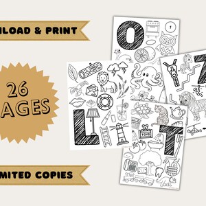 Printable Alphabet Colouring Pages for Kids Etsy Printable Alphabet Colouring Pages for Kids Etsy