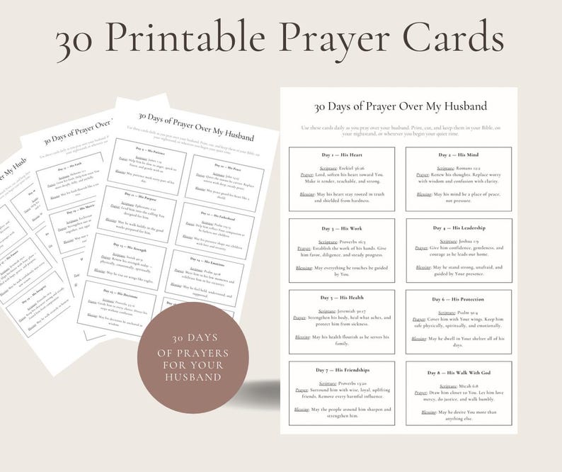 30 Days of Prayer Cards for Husband | Christian Wife Gift (printable) - Etsy