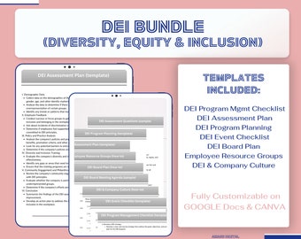 DEI (Diversity, Equity, and Inclusion) Templates Bundle   |   Instant Download  |  Fully Customizable GOOGLE Docs & CANVA