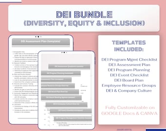 DEI (Diversity, Equity, and Inclusion) Templates Bundle   |   Instant Download  |  Fully Customizable GOOGLE Docs & CANVA