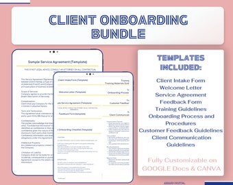 Client Onboarding Templates  Bundle   |   Instant Download  |   Fully Customizable GOOGLE Docs & CANVA
