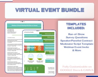 Webinar / Virtual Event Templates Bundle  |  INSTANT DOWNLOAD  |  Fully Customizable on CANVA