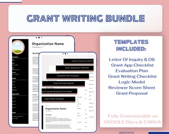 Grant Writing Templates Bundle   |   Instant Download   |  Fully Customizable GOOGLE Docs & CANVA