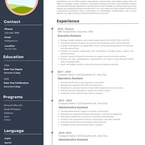Executive Assistant Resume Bundle | Fully Customizable on CANVA and GOOGLE Docs image 3