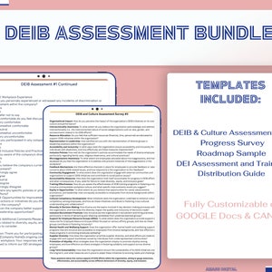 DEIB (Diversity, Equity, Inclusion, and Belonging) Company Assessment Bundle  |  Instant Download  |  Fully Customizable GOOGLE Docs & CANVA