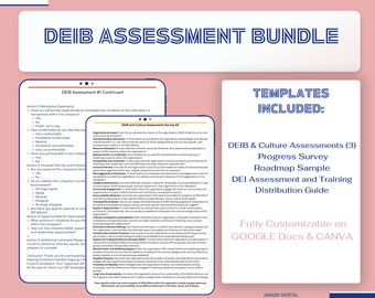 DEIB (Diversity, Equity, Inclusion, and Belonging) Company Assessment Bundle  |  Instant Download  |  Fully Customizable GOOGLE Docs & CANVA