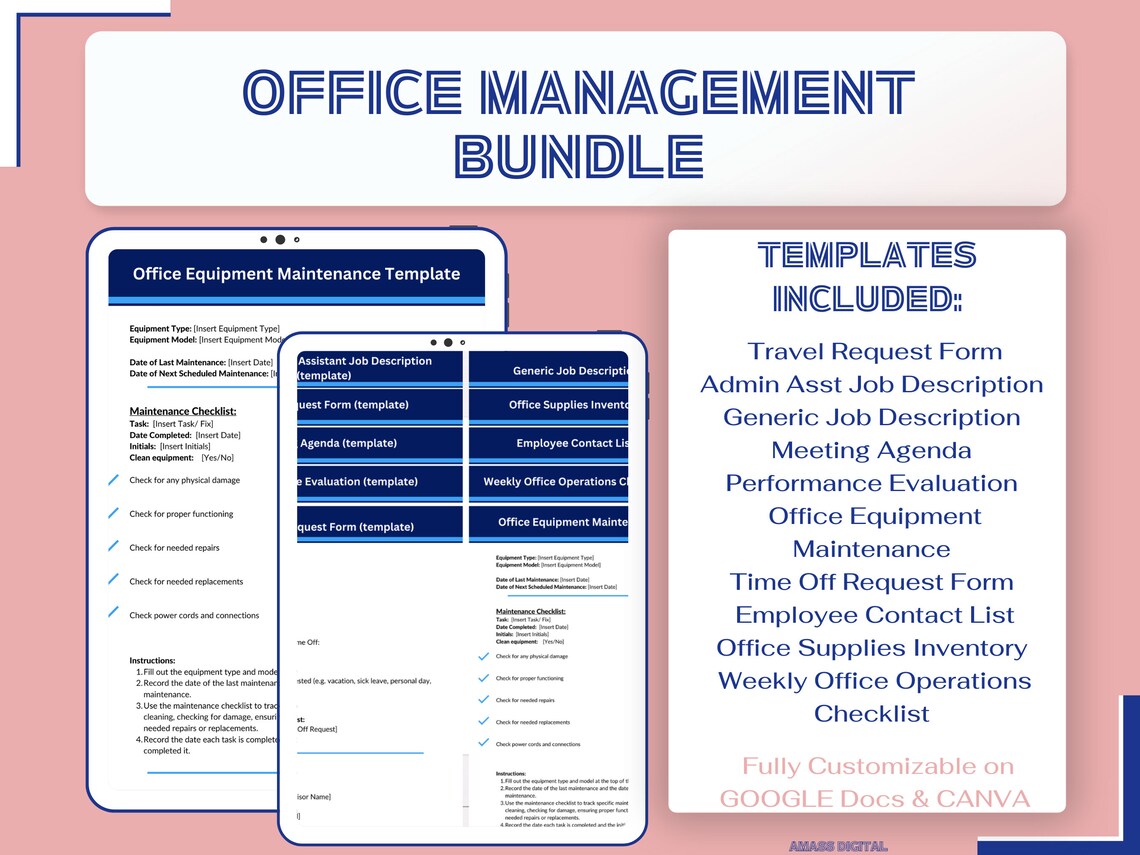 Office Manager Templates Bundle | Instant Download | Fully Customizable ...
