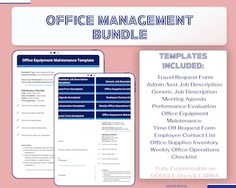 Office Manager Templates Bundle   |   Instant Download  |  Fully Customizable GOOGLE Docs & CANVA