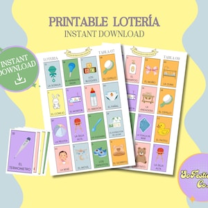 Babyshower | Loteria | Cartes Loteria imprimables | Bingo mexicain | Loteria Mexicana |  Cartes Loteria | Loterie mexicaine