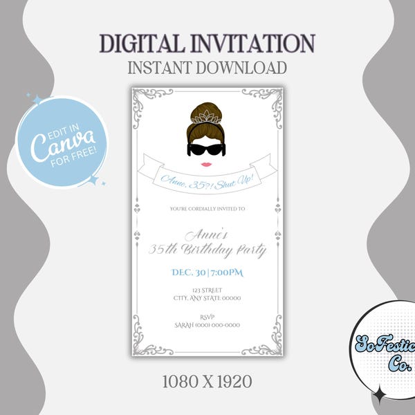 Princess Diaries | Birthday Digital Invitation | The Princess Diaries | E Birthday Invite | Princess Diaries Birthday |Evite