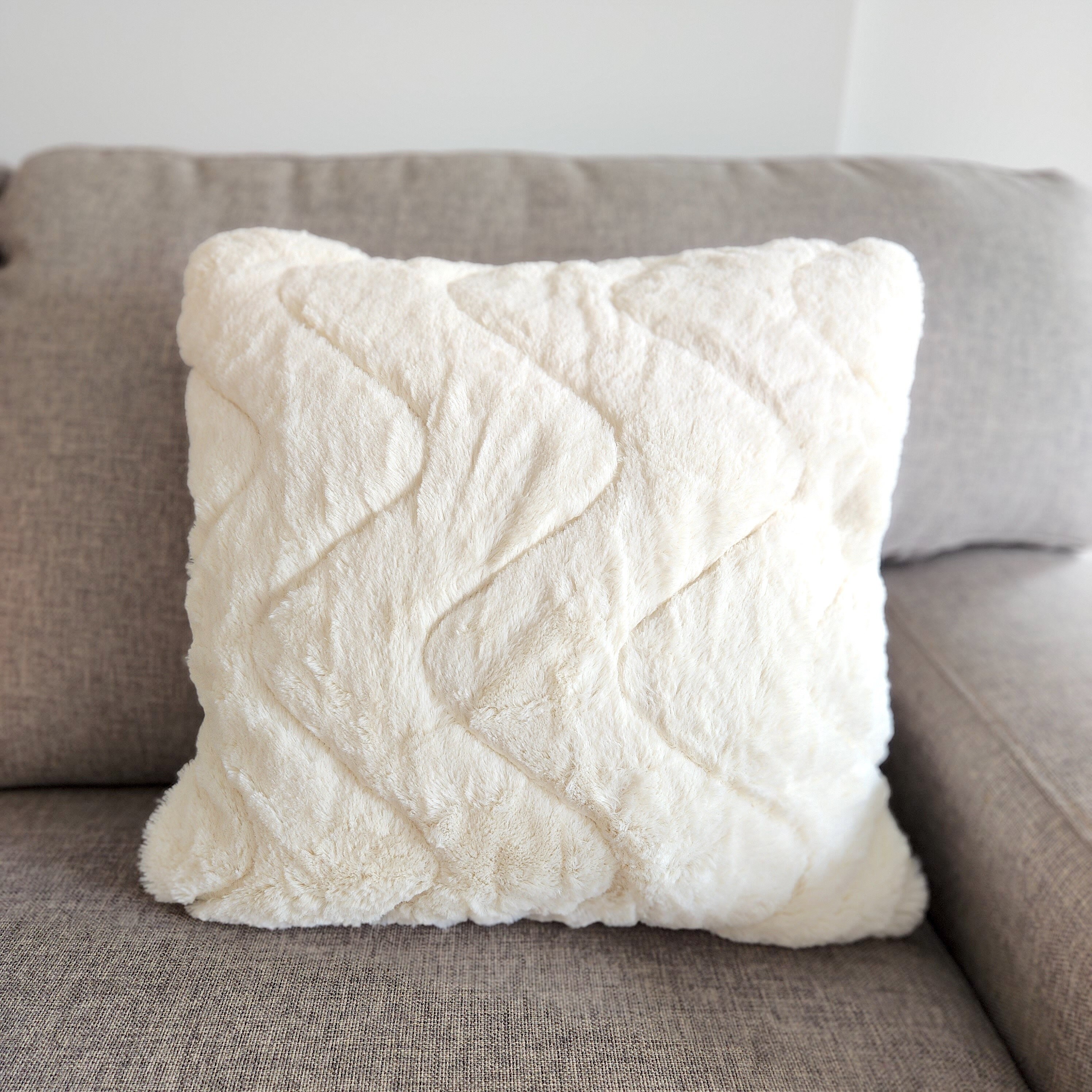 Ivory Plush Cushion Covers, Fluffy Decorative Cushion Covers