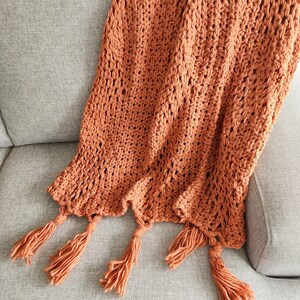 Burnt Orange Knitted Throw, Woven Throw Blanket, 125cmx 160cm