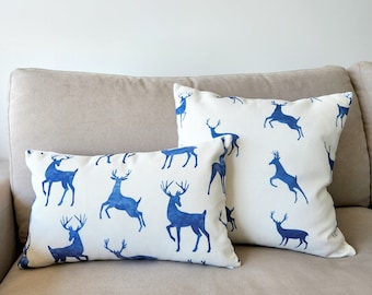 Reindeer Cushion Cover, Navy Decorative Cushion Cover, Throw Pillow Case