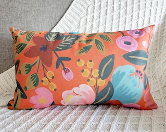 Floral Cushion Cover, Warm Colour Tone Decorative Cushion Cover, Long Cushion