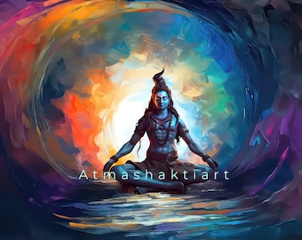 Lord Shiva meditating canvas art , Lord shiva , Hinduism , Home Decor, Meditationa art , peaceful , Home Decor