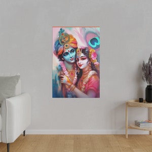 Radhe Krishna Art Print: Hindu Home Decor, Indian Painting